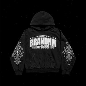 เสื้อฮู้ดซักลายกรดพร้อมสกรีนโลโก้ดีไซน์ส่วนตัวใส่สบายๆ - Product Image 1