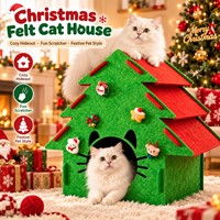 Maison pour chat en feutre en forme de sapin de Noël OEM, niche décorative d'intérieur pour animaux de compagnie, lit pour chat, vente en gros, couleur et emballage personnalisés