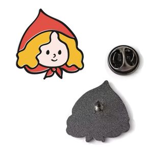 Personnalisé créatif <span class=keywords><strong>et</strong></span> mignon <span class=keywords><strong>petit</strong></span> <span class=keywords><strong>chaperon</strong></span> <span class=keywords><strong>rouge</strong></span> <span class=keywords><strong>et</strong></span> <span class=keywords><strong>le</strong></span> <span class=keywords><strong>loup</strong></span> ensemble noir nickelé en alliage de zinc émail dur broches cadeau broche - Product Image 2