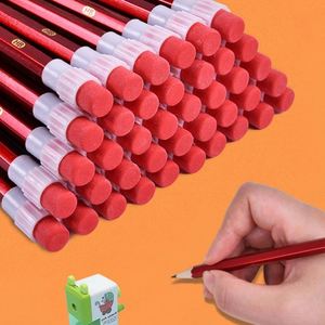 Lot de crayons standard 2B de dureté HB avec tête en caoutchouc rouge, coffret cadeau promotionnel pour écoliers - Product Image 1