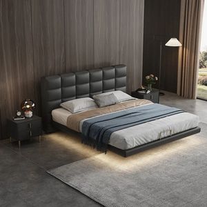 Camas flotantes de hotel, marcos de <span class=keywords><strong>cama</strong></span> de madera, bases con cabecero ligero, popular suspensión moderna, camas de plataforma tapizadas - Product Image 2