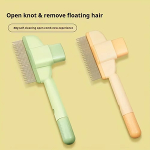 Cepillo de aseo para mascotas con botón de liberación, cepillos para gatos de interior, cepillo para eliminar el pelo de perros de pelo largo, accesorios para entrenadores de perros - Product Image 2