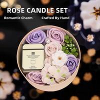 Coffret Cadeau Bougie Parfumée Aromathérapie Rose Éternelle Savon Artisanal à la Cire d'Abeille Boîte de Fleurs pour la Saint-Valentin Demandes en Mariage - Nouveauté