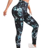 Leggings de yoga pour femmes à taille haute, effet tie-dye sans couture, avec extensibilité quadridirectionnelle pour l'entraînement physique et le renforcement des hanches