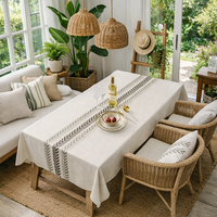 Nappe sur mesure moderne et simple avec broderie de feuilles, rectangulaire, style ferme, pour la décoration de table de cuisine et de salle à manger