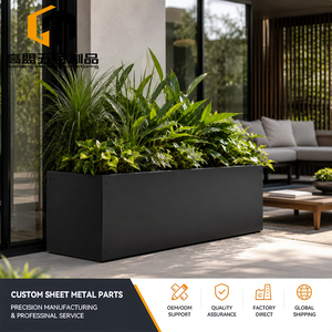 <span class=keywords><strong>Jardinière</strong></span> rectangulaire noire personnalisée en métal, <span class=keywords><strong>jardinière</strong></span> moderne en acier galvanisé pour balcon et plantation extérieure, OEM ODM en tôle - Product Image 1