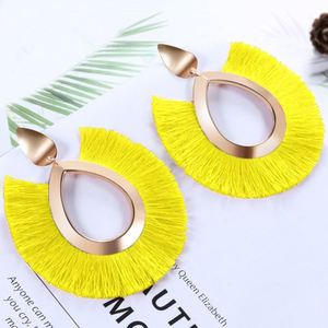 Boucles d'oreilles pendantes bohèmes faites à la main pour femmes, grandes pampilles, bijoux simples et tendance, vente directe d'usine 2019 - Product Image 3
