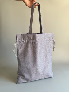 Washable Linen Lady Drawstring <b>Tote</b> <b>Bags</b> Durable Drawstring Handbag Printed Logo Beach <b>Bags</b> For Women - Product Image 5