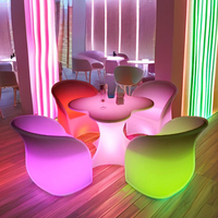Table basse en forme de fleur avec éclairage LED pour meubles d'extérieur imperméables, 16 couleurs