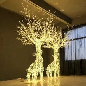 Decorativo LED de fibra de vidrio ciervo motivo animal luces tema calle Navidad LED decoración 3D Reno árbol motivo Luz