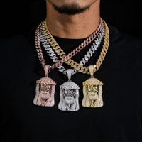 Pendentif Portrait Rétro Hip Hop en Argent S925 avec Moissanite VVS Joker Party Longueur 89,15 mm Largeur 48,42 mm