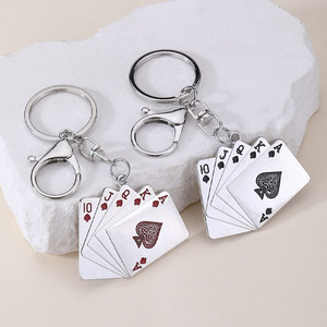 Bán buôn cá nhân hợp kim phẳng Poker <span class=keywords><strong>Keychain</strong></span> Mặt dây chuyền qua biên giới mới Carabiner Keyring trang trí nhà sản xuất cung cấp - Product Image 2