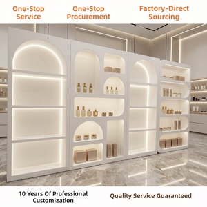 Espositore Moderno OEM Personalizzato con Ripiani a Livelli, Retro Solido, Illuminazione LED, <span class=keywords><strong>Design</strong></span> Durevole ed Ecologico per Negozi al Dettaglio e Cosmetici - Product Image 1