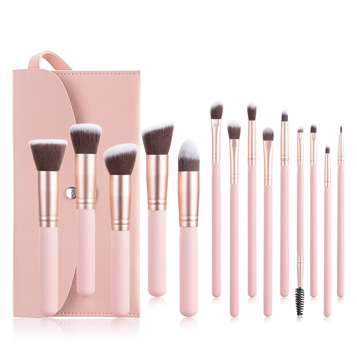 2023 hot sale Pink Makeup Brush set 14PCS Makeup Brushes Foundation Eyeshadow Contour Cosmetics with Bag