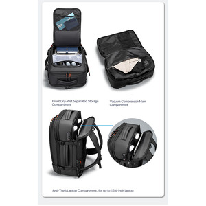 <span class=keywords><strong>Sac</strong></span> à dos de mode en polyester compressé <span class=keywords><strong>sous</strong></span> <span class=keywords><strong>vide</strong></span>, unisexe, double compartiment, séparation sec/humide, antivol, pour ordinateur portable, grande capacité, pour affaires - Product Image 4