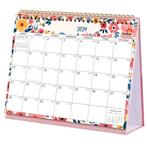 Kalender meja manufaktur pabrik tahan lama Promosi kalender meja Spiral kawat o khusus