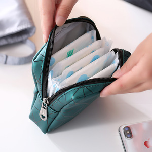 Portable Sanitary Napkin Storage Bag <b>Small</b> Compact Design Convenient For Women Period Use Blue Pink Green White Colors - Product Image 3