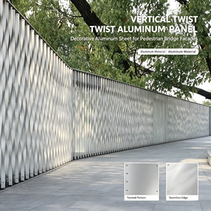 Panneau décoratif en aluminium torsadé vertical, plaque en aluminium pour revêtement de façade, panneau de bardage pour pont piétonnier, mur extérieur - Product Image 1