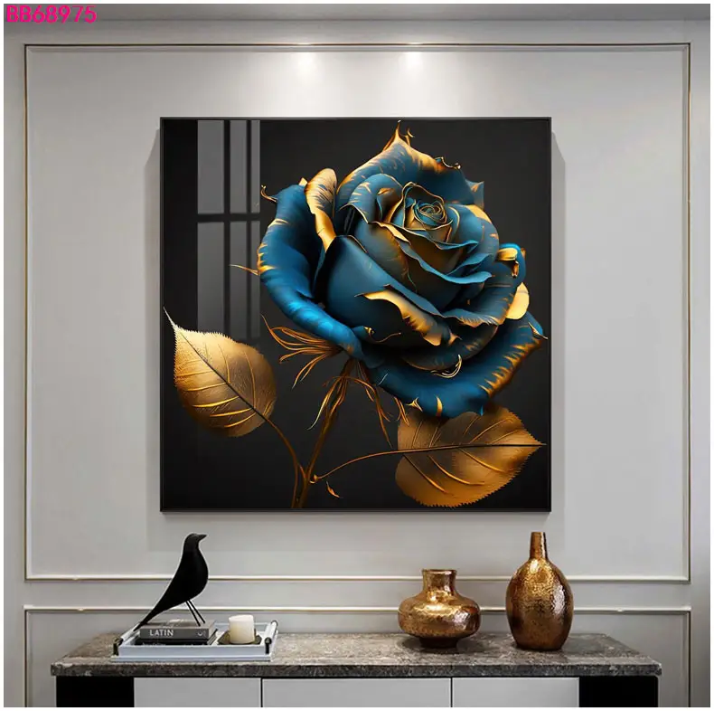 Rosa de lujo abstracto pared arte flores imagen e impresiones lienzo pintura para sala de estar decoración del hogar como regalo