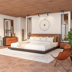 <span class=keywords><strong>Muebles</strong></span> de Hotel tapizados modernos personalizados de <span class=keywords><strong>fábrica</strong></span>, juegos de dormitorio, cabecero, cama Queen King Size de madera con mesitas de noche - Product Image 1