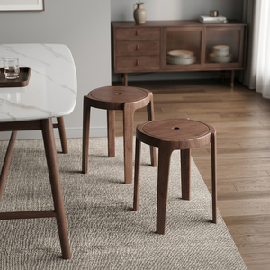 Tabouret en bois moderne, design mid-century, empilable, meubles de salon, décoration intérieure - Product Image 1