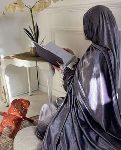 プレミアム祈りヒジャブセットイードラマダンドレスレースエッジ付きベルベットアバヤ祈りセットローブムスリムテレコム - Product Image 4