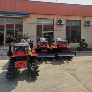 Paddy Field And Dryland Rubber Tracked Farm Crawler Tractor With Trencher And Rotary Tiller
