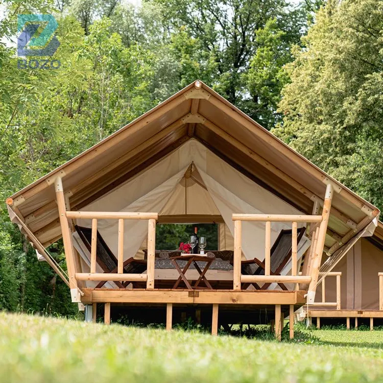 Guangzhou Bozo Tenda Safari Lona De Luxo Glamping Haven Safari Tentes Tenda Safari Luxury Canvas Resort Glamping à vendre