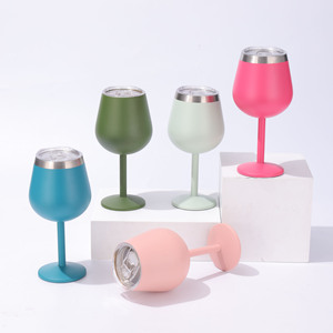 Stainless Steel Wine Glass 300ml Double Wall Vacuum Insulated With Lid Teardrop Shape For Party - Product Image 2