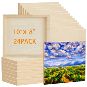 Stretched <strong>Wood</strong> <strong>Panels</strong> for Painting 10 x 8 Inches <strong>Unfinished</strong> Canvas Board 0.79 Deep Cradled Artist <strong>Wall</strong> <strong>Panels</strong> for Arts Projects - Product Image 2