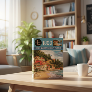 Puzzle personnalisé de 1000 pièces, une petite ville en bord de mer, jeu de puzzle de 2 mm pour la famille avec motif <span class=keywords><strong>anglais</strong></span> sur le dos - Product Image 3