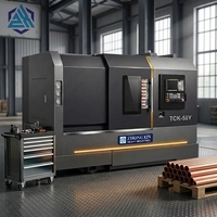 Tour CNC à banc incliné TCK50AY avec axe C et outils motorisés pour le fraisage, le perçage et le taraudage en une seule opération sur des arbres excentriques