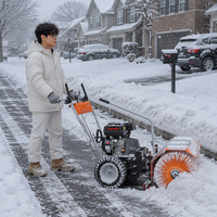 Déneigeuse autoportée 3-en-1 avec moteur essence Loncin 420cc 15HP EPA et brosse rotative de 110 cm