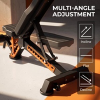 Banc de musculation multifonctionnel portable, robuste, sûr et réglable, tout noir, pour la maison et le fitness