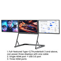 Moniteur portable triple en mode étendu, en alliage d'aluminium, 60 Hz, 5 ms, 15,6 pouces, écran d'extension pour ordinateur portable, pour le personnel de bureau