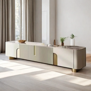 Mesa de televisión móvil blanca y dorada, soporte de TV para chimenea, soporte de TV de 75 pulgadas con chimenea y mesa de centro - Product Image 5