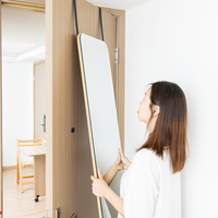 Miroir sur pied pleine longueur, cadre doré champagne à coins arrondis, avec sangle réglable, moderne, pour accrocher à la porte, vente en gros
