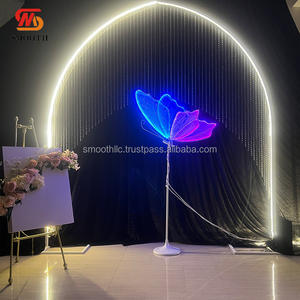 Arche en métal avec cristaux suspendus éclairés par LED pour la décoration de la scène de réception de mariage, fond de scène - Product Image 6
