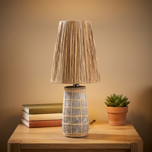 Abat-jour en céramique et rotin plissé rustique fait main, couvercle de lampe de table, beige naturel, éclairage décoratif pour salon et chambre à coucher - Product Image 3
