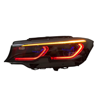 Feux avant SJC Auto V3 fumés tricolores pour BMW Série 3 G20 G28 pré-LCI 19-22, DRL jaune/blanc/rouge, interrupteur, éclairage avant