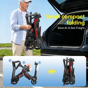 Scooter de mobilité léger à <span class=keywords><strong>3</strong></span> roues pour seniors, 14 kg, pliable, en alliage d'aluminium, double batterie, 40 km d'autonomie, panier de courses - Product Image 6