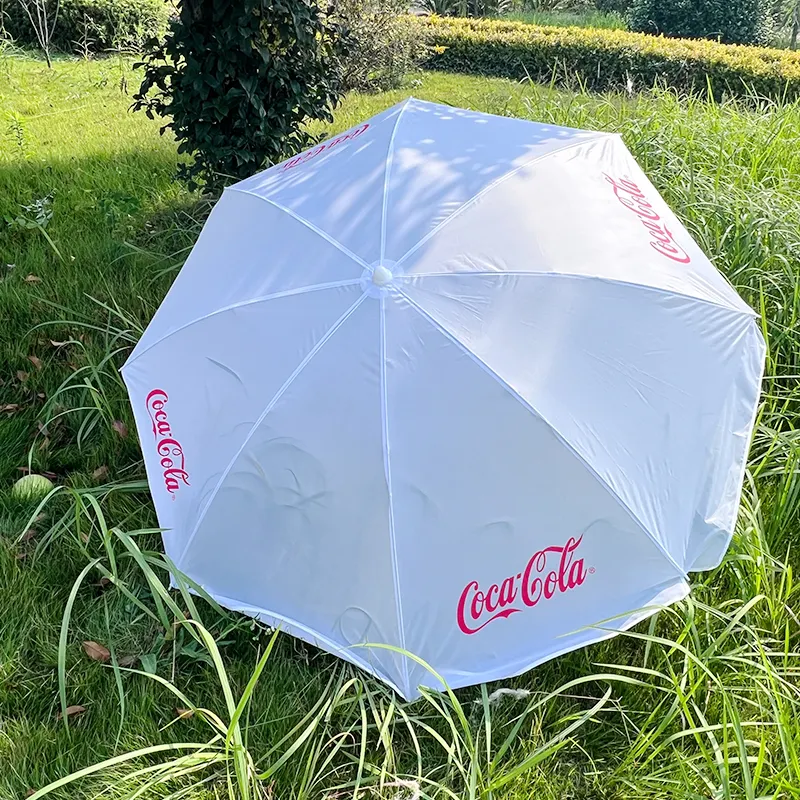 Promotion Cheap Customized Logo Coca Cola Advertising Umbrella For Beach Portable Polyester Fabric Folding Sun Outdoor Parasols