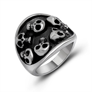 Skull Vampire <b>Titanium</b> Steel <b>Ring</b> Men's Fashion Jewelry SA386 Gift Skeleton Design - Product Image 1