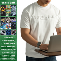 Camiseta de Hombre de Algodón Mercerizado de 240g, Fresca y Transpirable, de Color Sólido, con Relieve 3D, Premium, Informal, para Verano