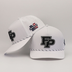 Casquettes de baseball ajustables en polyester perforé Hydro Performance avec logo en caoutchouc, vente en gros de gorras - Product Image 4