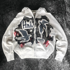 Sudadera Blanca con Hombros Caídos, Diseño Gráfico Digital, Estilo Urbano, Fabricada con Tejido Grueso 100% Algodón, Ecológica, para Otoño - Product Image 2