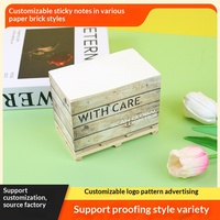 Briques de papier autocollantes 3D avec support en bois et logo personnalisé, fabricant de notes adhésives portables pour la publicité