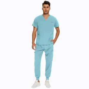 Men's Medical Scrubs Matte Set with Pockets for Runners Navy Blue Pharmacy Matte <strong>Clinic</strong> <strong>Uniform</strong> for Hospital Nurses - Product Image 6