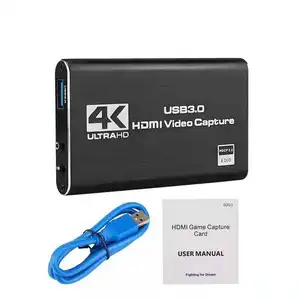 60fps hdmi capture card Suppliers-Kartu Video Capture 4K 60fps, Perangkat Penangkap Game Kartu Live Streaming HDMI Ke USB 3.0 HDMI untuk Xbox PS4 Live Streaming Gaming