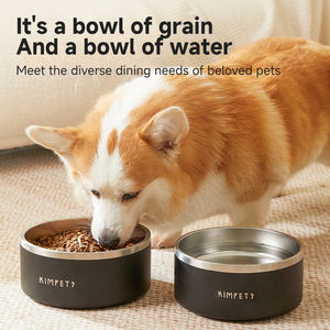 Mangkuk hewan peliharaan, mangkuk hewan peliharaan logam ditinggikan tinggi dapat disesuaikan, Tempat makan anjing kucing baja tahan karat dinding ganda terisolasi anti selip kapasitas besar - Product Image 3